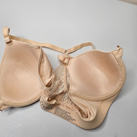 Lively Size 32C The Front Close T Shirt Bra Racerback Lightly Lined Underwire - Picture 4 of 5